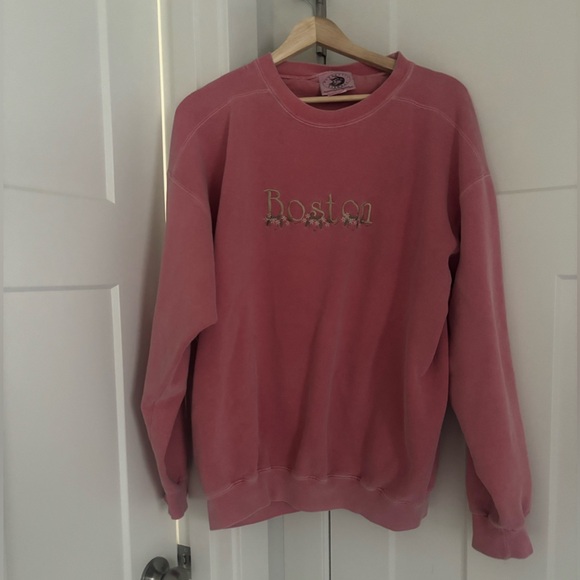 Authentic Original Vintage Style Tops - Vintage Pink Boston Sweatshirt